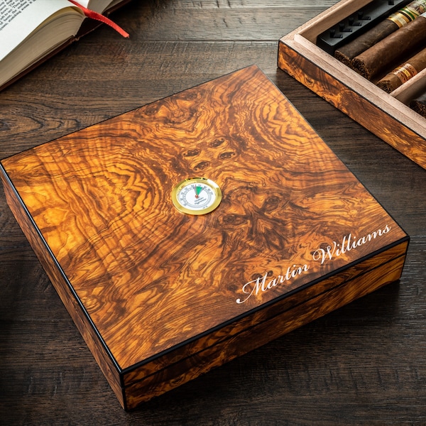 Desktop Cigar Humidor Box, 10-25 Cigars