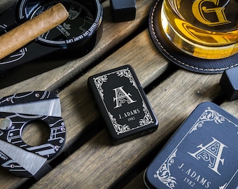 Personalized Lighter, Engraved Groomsmen Gift, Cigar Lighter, Best Man Gift, Wedding Gift for Him, Matte Black Flip Lighter for Men