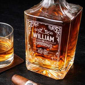 Personalized Whiskey Decanter Set, Engraved Groomsmen Gifts, Custom Wedding Present for Groom, Best Man Gift Idea, Anniversary Gift for Him