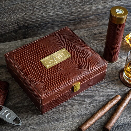 Personalized Leather Humidor Box Gift Set With Matching | Etsy