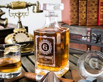 Groomsmen Gift, Whiskey Decanter, Engraved Whiskey Decanter, Personalized Decanter Set With 2 Glasses, Wedding Gift, Gift For Men
