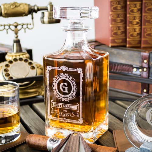 Groomsmen Gift Whiskey Decanter Engraved Whiskey Decanter Etsy
