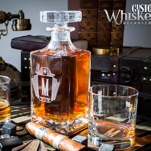 Groomsmen Gift, Whiskey Decanter, Engraved Whiskey Decanter, Personalized Decanter Set With 2 Glasses,  Wedding Gift, Gift For Men