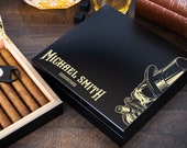 Custom engraved humidor box - Personalized humidor is a great gift for cigar lovers.