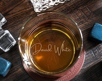 Engraved Whiskey Glass, Personalized Bourbon Glass, Groomsmen Gift, Best Man Gift, Wedding Gift for Him, Old Fashioned Scotch Glass