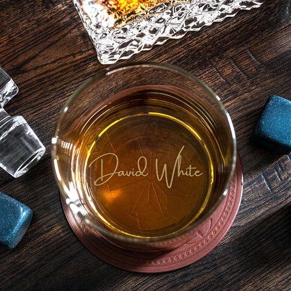 Engraved Whiskey Glass, Personalized Bourbon Glass, Groomsmen Gift, Best Man Gift, Wedding Gift for Him, Old Fashioned Scotch Glass