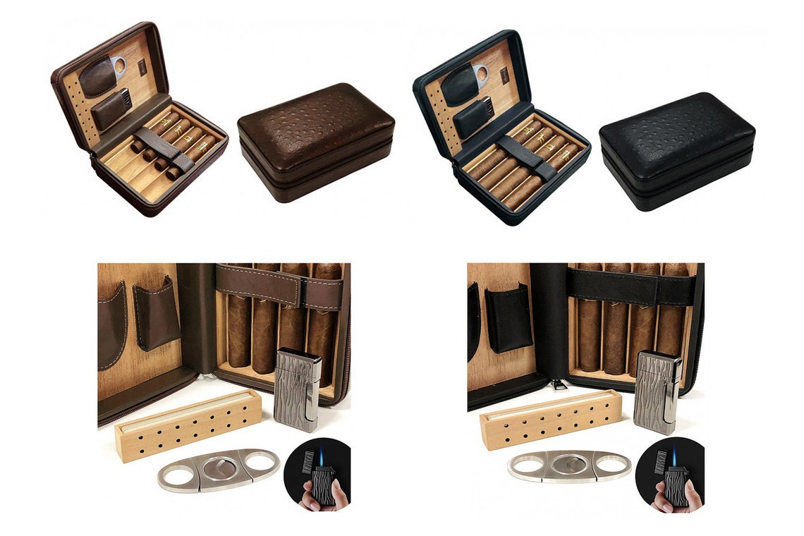 Travel Cigar Case Humidor With Accessories - Etsy