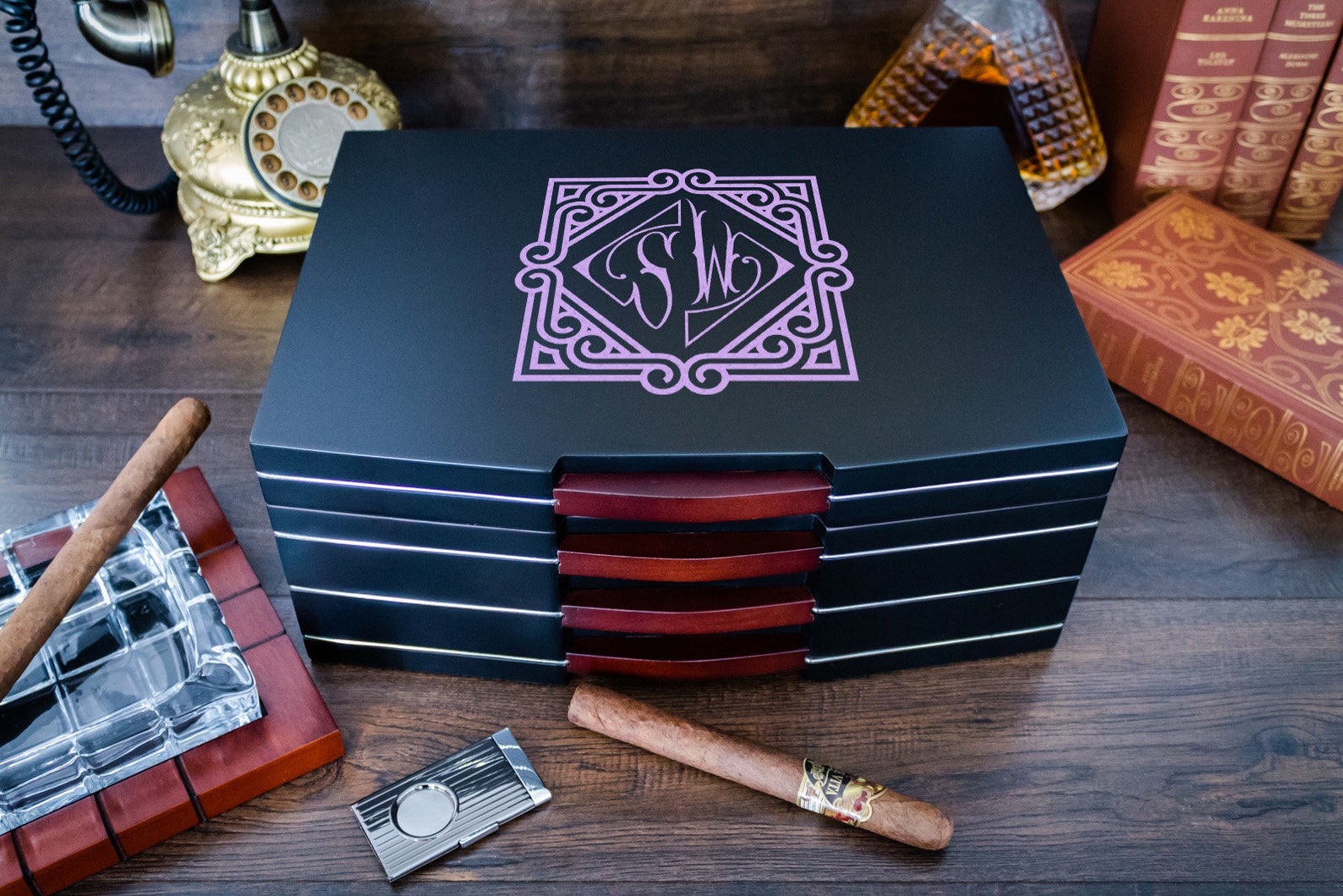 Personalized Cigar Humidor Box With Optional Accessories - Etsy