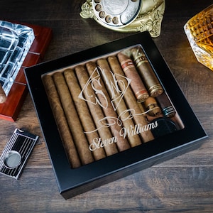 Engraved glass top cigar humidor Personalized humidor box is a great gift for groomsmen, friends, family members or your lovely one. image 6