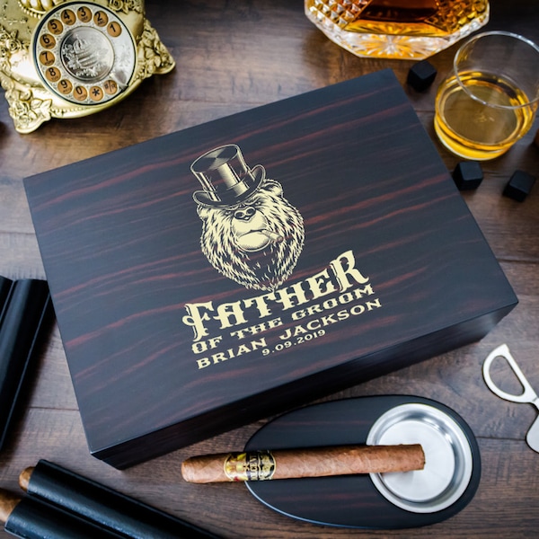 Cigar Humidor Gift Set with Matching Accessories, Great gift for your groomsmen or any cigar lovers.