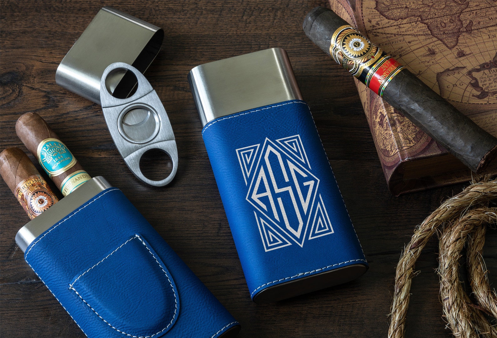 Personalized Cigar Case and Cutter Custom Engraved Cigar Etsy
