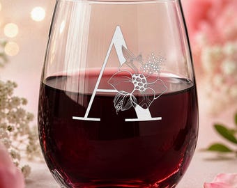 Personalized Stemless Wine Glass, Bridesmaid, Birthday Gifts for Her