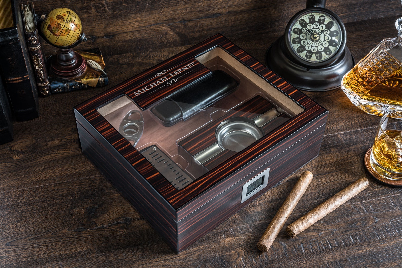Piano Finish Cigar Humidor Box With Accessories High Quality Etsy