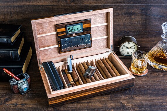 Impressive Cigar Humidor Box With Accessories High Quality Etsy