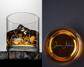 Vaso de whisky con piedras enfriadoras, juego de vasos de whisky grabados, vaso de bourbon personalizado, regalo de vaso para whisky, regalo para él, regalo para padrinos de boda