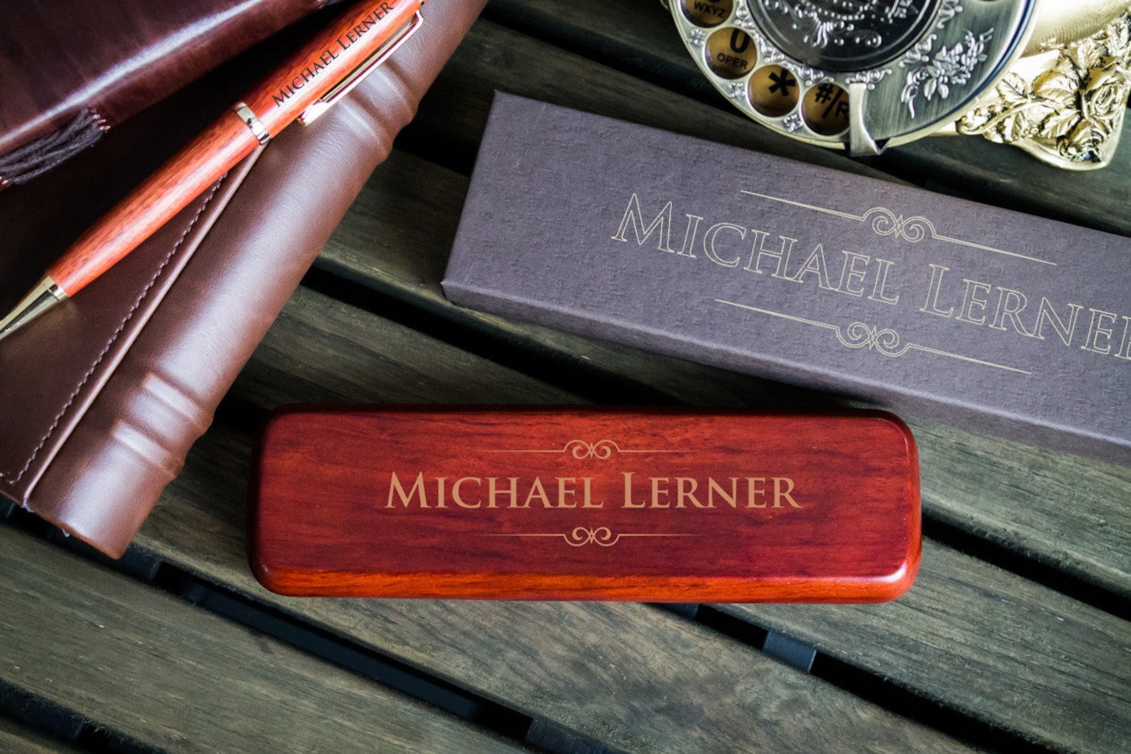 Personalized Wooden Pen Set, Engraved Pen Gift Box, Custom Executive ...