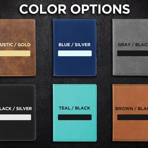 Puede incluir: Seis opciones de color diferentes para un portapasaporte. Los colores son oro r&uacute;stico, azul plata, gris negro, negro plata, azul turquesa negro y marr&oacute;n negro.