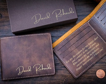 Personalized Slim Wallet, Engraved Wallet for Men, Groomsmen Gift, Anniversary Gift for Him, Military Wallet, Birthday Gift, Gift for Dad