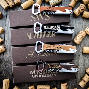 Custom Engraved Wine Corkscrew Bottle Opener: Groomsmen Gift