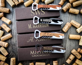 Engraved Wine Opener, Personalized Corkscrew Gift, Groomsmen Gift, Wedding Favor, Best Man Gift, Wine Lover Gift, Anniversary Gift Her