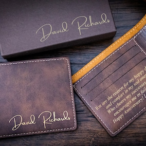Cartera para hombre con grabado personalizado / Cartera delgada con grabado personalizado