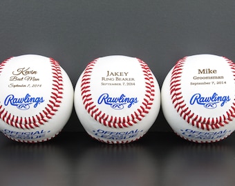 Baseballs Personalized with Name - Engraved Baseball Groomsman Gift or Ring Bearer Gift