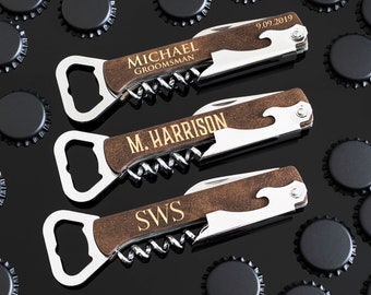 Custom Engraved Rosewood Bottle Opener: Groomsmen Gifts