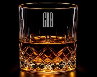 Engraved Whiskey Glass - Deep-Cut Old Fashioned, Heavy Base Rock