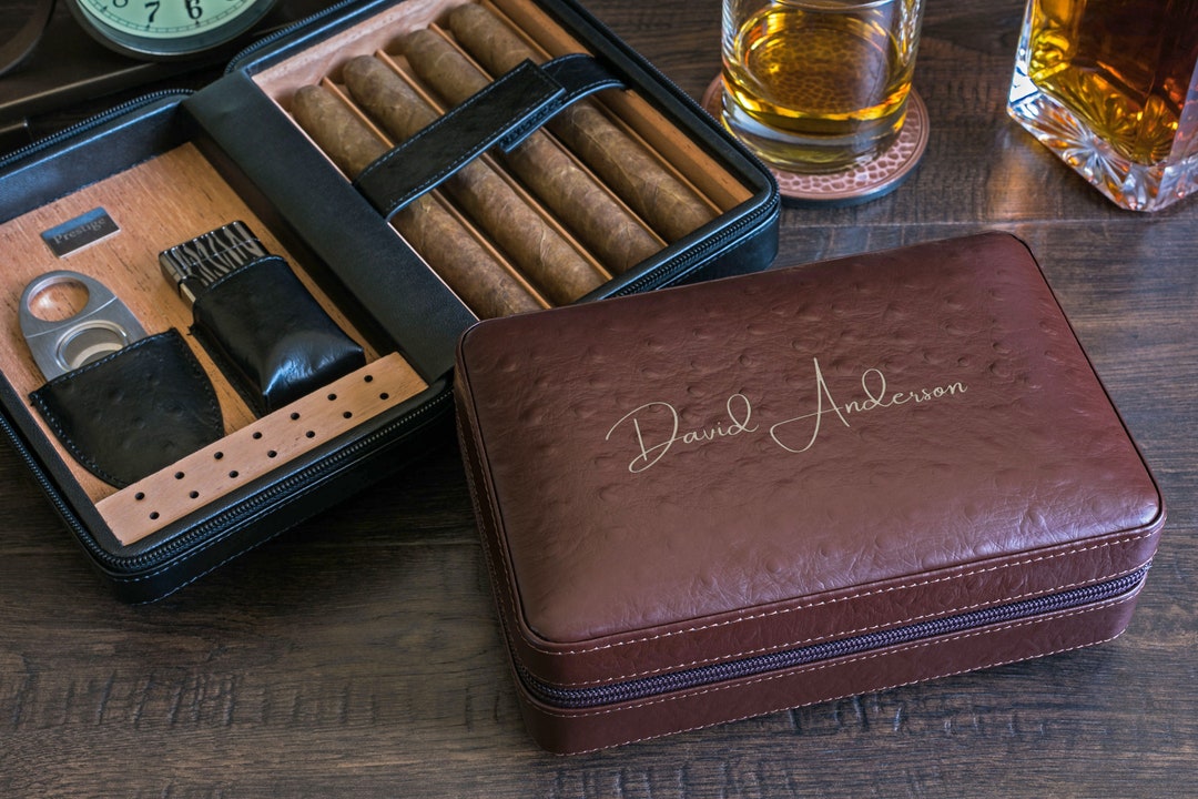 Travel Cigar Case Humidor With Accessories Etsy