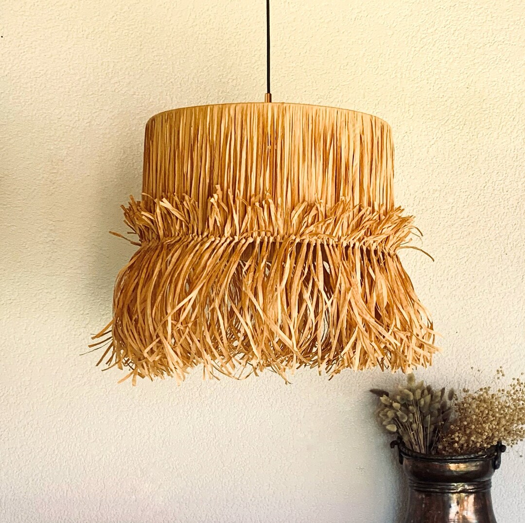Modern Ceiling Light, Boho Pendant Light, Bohemian Lampshade, Macrame