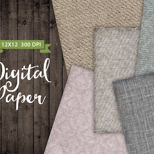 5 carte per tessuti con texture digitale, set di sfondi in carta digitale di juta, stampabili