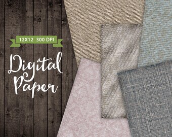 Tissu, toile de jute papiers 5 Texture numérique papier numérique fond Bundle ensemble imprimable