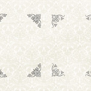 May include: Six black decorative corner designs with a floral pattern on a white background.