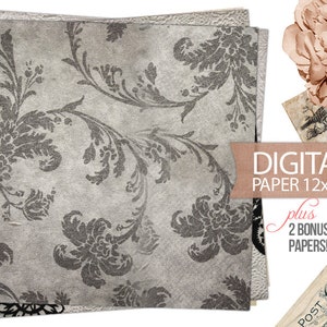Digital Paper - 12x12 Scrapbook Antique Background Paper Old Vintage Paper - Digital Paper PLUS 2 Bonus Papers - Print - INSTANT DOWNLOAD