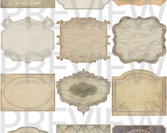 Digital Vintage Labels - Antique Printable Labels - Digital Labels - Labels Sheet - Vintage Labels Download Printable - INSTANT DOWNLOAD
