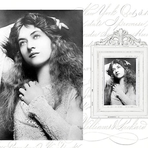 Digital Postcard Download - Victorian Woman Photo - Antique Postcard Photo of Woman - Old Vintage Postcard - Printable JPG INSTANT DOWNLOAD