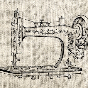 Vintage Sewing Machine - Descarga digital Clipart - Ilustración de máquina de coser - Antique Sewing Machine Art Craft - DESCARGA INSTANTÁNEA