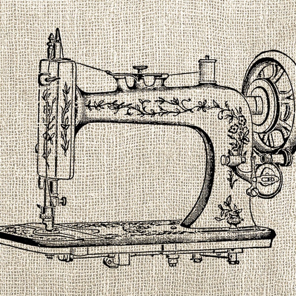 Vintage Sewing Machine - Digital Download Clipart - Sewing Machine Illustration - Antique Sewing Machine Art Craft - INSTANT DOWNLOAD