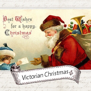 Digitale Weihnachtspostkarten - Antike Vintage Weihnachtspostkarte - Viktorianische Weihnachtskarte - Weihnachtskarten - INSTANT DOWNLOAD