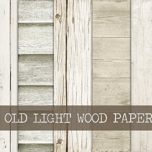 5 Digital Old Wood Papers - INSTANT DOWNLOAD - White Wood Texture Paper ...