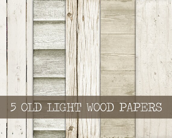5 Digital Old Wood Papers Bundle - Light White Wood Texture Paper 12x12 Light Wood Background - Digital Paper Set