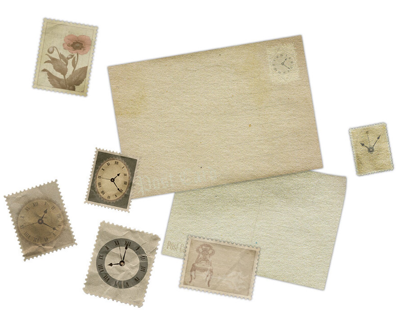 Digital Vintage Collage Sheet Old Postcards Stamps Vintage - Etsy