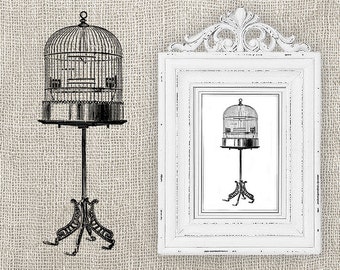 Vintage Illustration Digital Download - Antique Vintage Bird Cage Birdcage Clipart Graphic Print Transfer Craft Scrapbook INSTANT DOWNLOAD