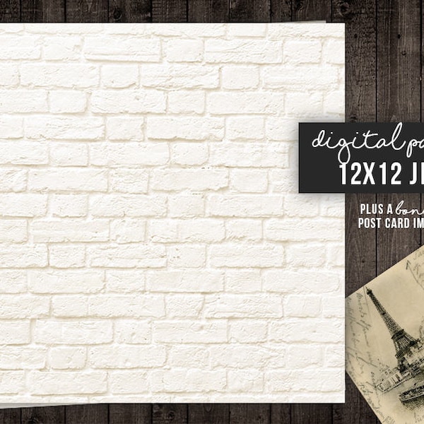 12x12 Digital Paper White Brick Texture Background Paper White Brick Digital Paper Backdrop Wallpaper Printable INSTANT DOWNLOAD