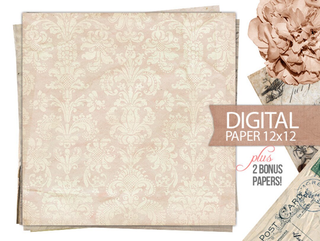 Digital Paper - 12x12 Scrapbook Antique Background Paper Old Vintage ...