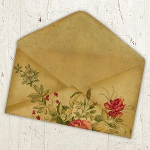 Digitale papier bloemen envelop scrapbook antieke achtergrond papier schroot vintage papier - digitaal papier afdrukbaar - INSTANT DOWNLOAD