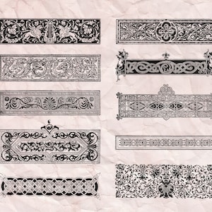 Decorative Embellishments Antique Borders Dividers Clipart Sublimation Designs Transfer Iron On
