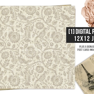 Digitales Papier - Vögel Stoff Textur Hintergrund Papier Scrapbook Vögel Vintage Digitales Papier druckbar - SOFORTIGER DOWNLOAD