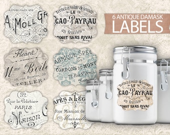 Digital Vintage Labels - Antique Printable Labels - Damask Labels - Labels Sheet - Advertisment Labels Download Printable - INSTANT DOWNLOAD