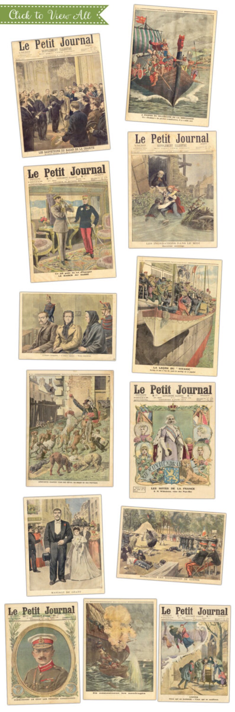 Old French Journal Digital Paper Set INSTANT DOWNLOAD Etsy